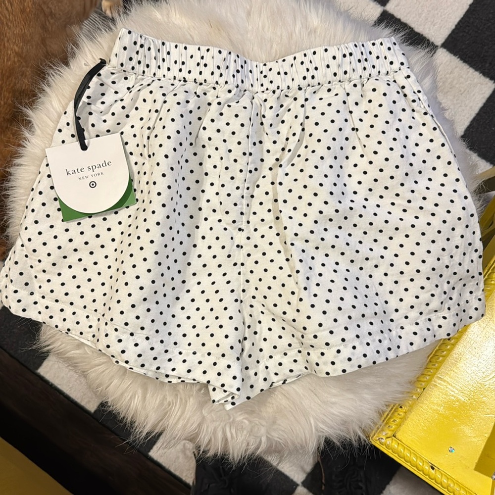 NWT XXS Kate Spade Target Women’s mini polka dot linen high rise shorts